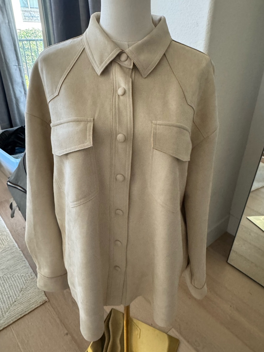 English Factory Beige Utility Shacket Jacket